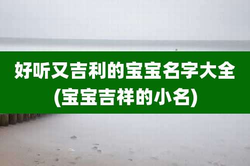 好听又吉利的宝宝名字大全(宝宝吉祥的小名)