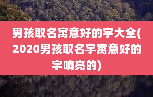 男孩取名寓意好的字大全(2020男孩取名字寓意好的字响亮的)
