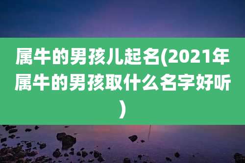 属牛的男孩儿起名(2021年属牛的男孩取什么名字好听)