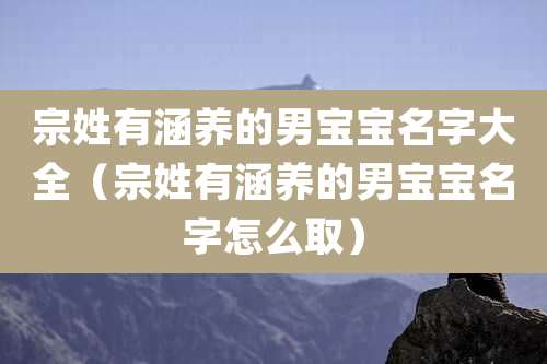 宗姓有涵养的男宝宝名字大全(宗姓有涵养的男宝宝名字怎么取)