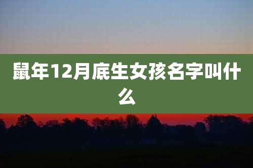 鼠年12月底生女孩名字叫什么
