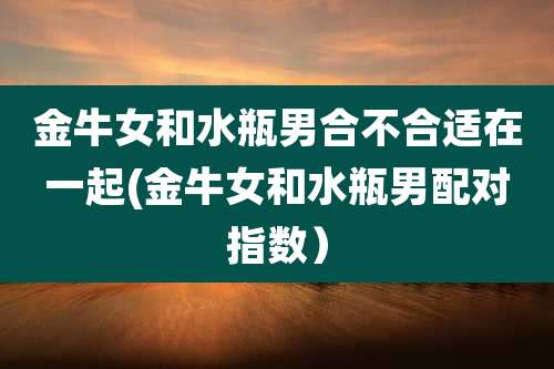金牛女和水瓶男合不合适在一起(金牛女和水瓶男配对指数）