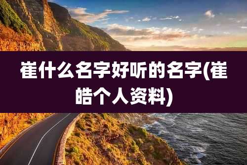 崔什么名字好听的名字(崔皓个人资料)