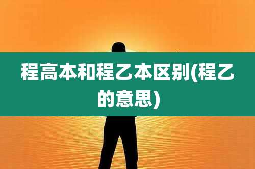 程高本和程乙本区别(程乙的意思)