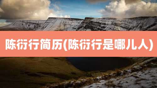 陈衍行简历(陈衍行是哪儿人)