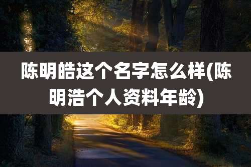 陈明皓这个名字怎么样(陈明浩个人资料年龄)