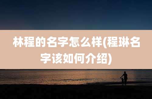 林程的名字怎么样(程琳名字该如何介绍)