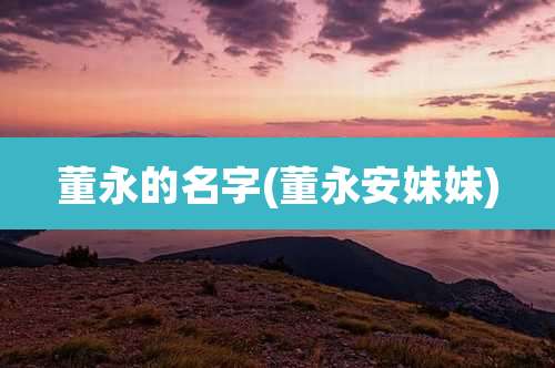 董永的名字(董永安妹妹)