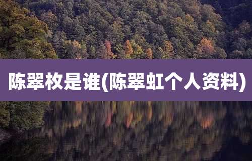 陈翠枚是谁(陈翠虹个人资料)