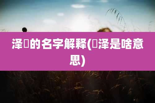 泽赟的名字解释(赟泽是啥意思)