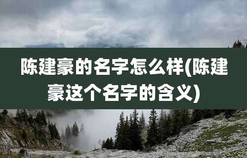 陈建豪的名字怎么样(陈建豪这个名字的含义)