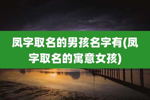 凤字取名的男孩名字有(凤字取名的寓意女孩)