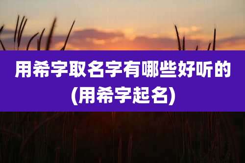 用希字取名字有哪些好听的(用希字起名)