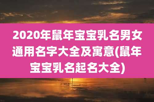 2020年鼠年宝宝乳名男女通用名字大全及寓意(鼠年宝宝乳名起名大全)