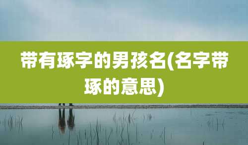 带有琢字的男孩名(名字带琢的意思)