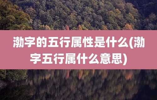 渤字的五行属性是什么(渤字五行属什么意思)