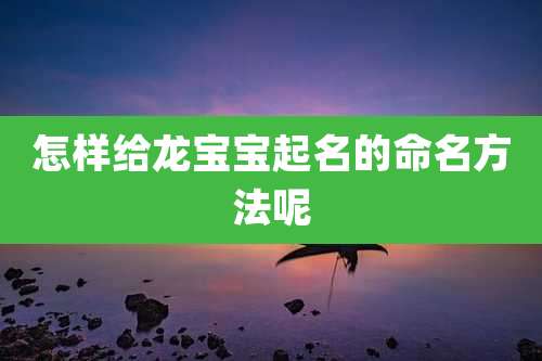 怎样给龙宝宝起名的命名方法呢