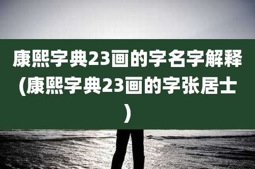 康熙字典23画的字名字解释(康熙字典23画的字张居士)