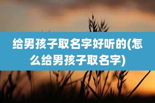 给男孩子取名字好听的(怎么给男孩子取名字)