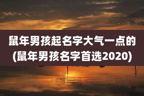 鼠年男孩起名字大气一点的(鼠年男孩名字首选2020)