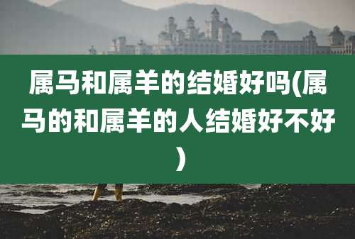属马和属羊的结婚好吗(属马的和属羊的人结婚好不好)