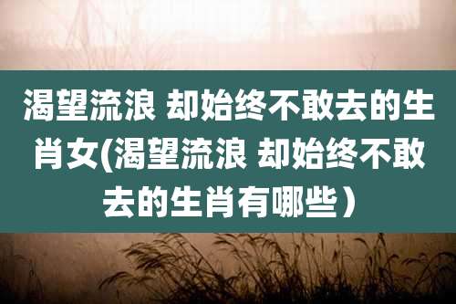 渴望流浪 却始终不敢去的生肖女(渴望流浪 却始终不敢去的生肖有哪些)