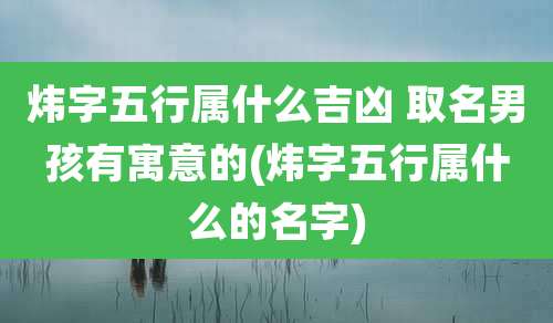 炜字五行属什么吉凶 取名男孩有寓意的(炜字五行属什么的名字)
