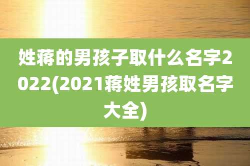姓蒋的男孩子取什么名字2022(2021蒋姓男孩取名字大全)