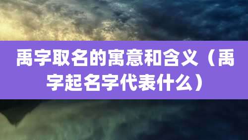 禹字取名的寓意和含义(禹字起名字代表什么)