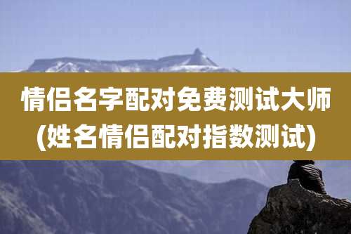 情侣名字配对免费测试大师(姓名情侣配对指数测试)