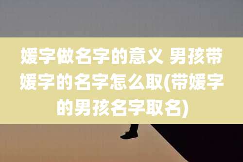 媛字做名字的意义 男孩带媛字的名字怎么取(带媛字的男孩名字取名)