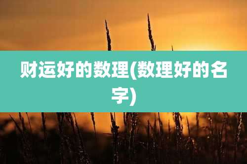 财运好的数理(数理好的名字)