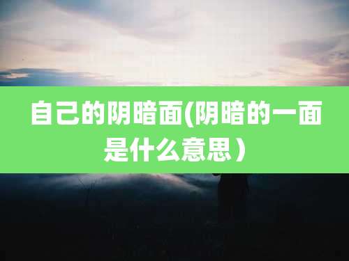 自己的阴暗面(阴暗的一面是什么意思）