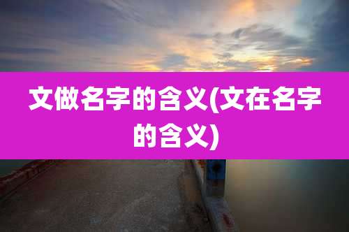 文做名字的含义(文在名字的含义)