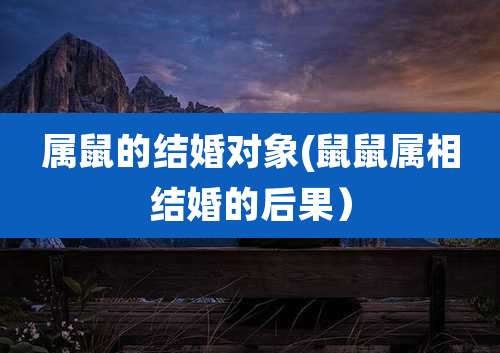 属鼠的结婚对象(鼠鼠属相结婚的后果)