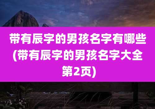 带有辰字的男孩名字有哪些(带有辰字的男孩名字大全 第2页)