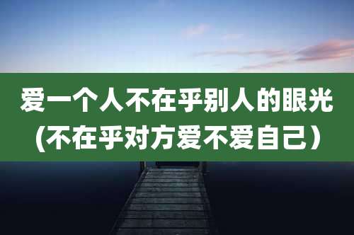 爱一个人不在乎别人的眼光(不在乎对方爱不爱自己)