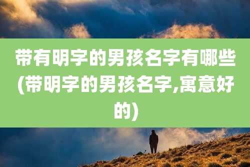 带有明字的男孩名字有哪些(带明字的男孩名字,寓意好的)