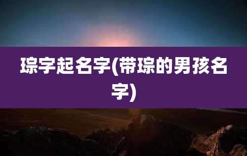 琮字起名字(带琮的男孩名字)