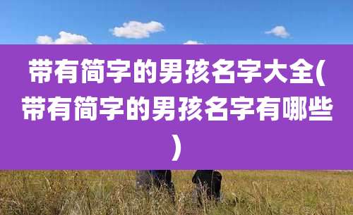 带有简字的男孩名字大全(带有简字的男孩名字有哪些)