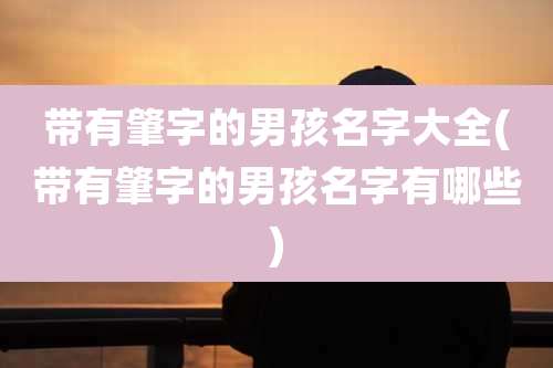 带有肇字的男孩名字大全(带有肇字的男孩名字有哪些)