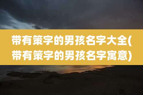 带有策字的男孩名字大全(带有策字的男孩名字寓意)