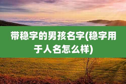 带稳字的男孩名字(稳字用于人名怎么样)