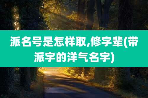 派名号是怎样取,修字辈(带派字的洋气名字)