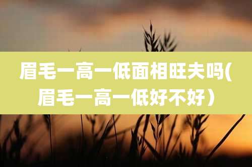 眉毛一高一低面相旺夫吗(眉毛一高一低好不好）