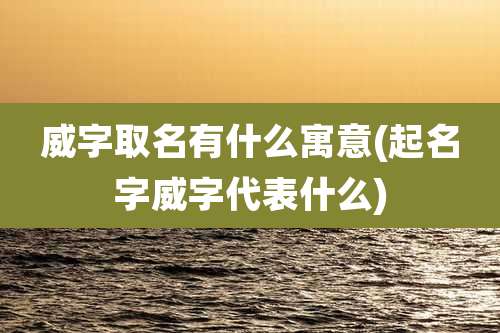 威字取名有什么寓意(起名字威字代表什么)