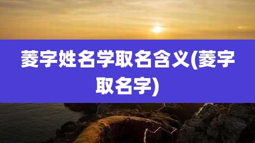 菱字姓名学取名含义(菱字取名字)