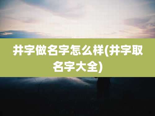 井字做名字怎么样(井字取名字大全)