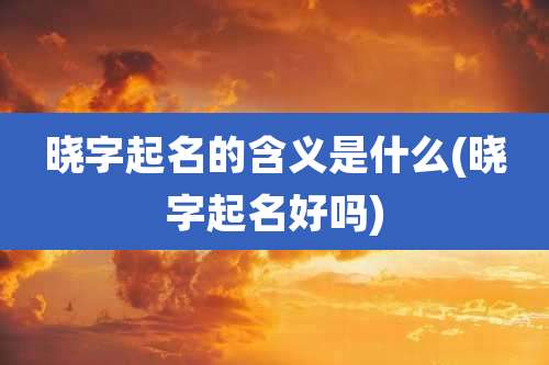 晓字起名的含义是什么(晓字起名好吗)