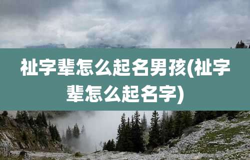祉字辈怎么起名男孩(祉字辈怎么起名字)